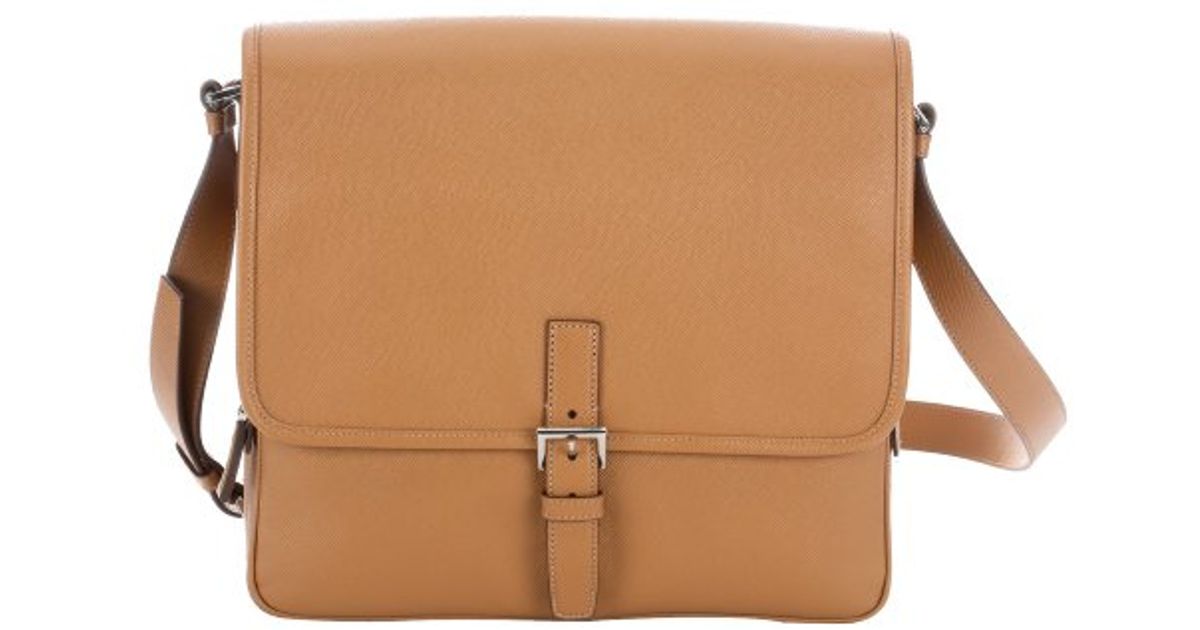 Prada Caramel Saffiano Leather Messenger Bag in Brown for Men ...  