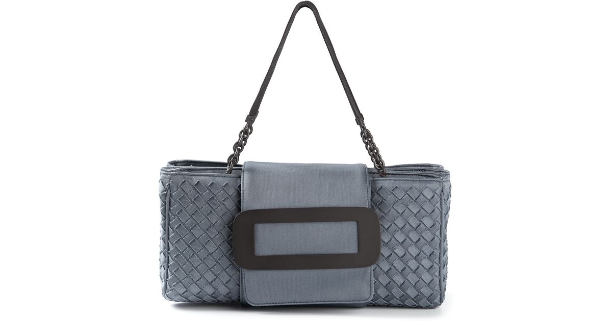 Lyst - Bottega Veneta Woven Clutch in Blue