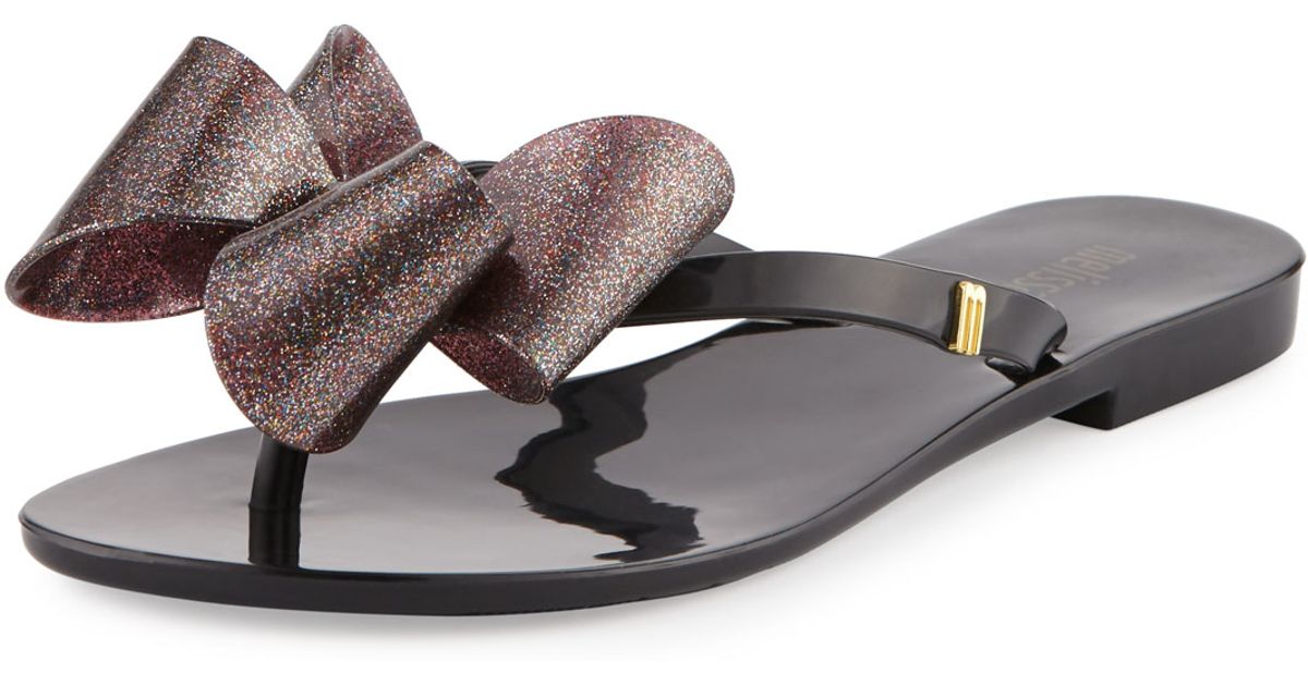 In Melissa Bow Thong Lyst Jelly Sandal Black Harmonic v0wm8nN