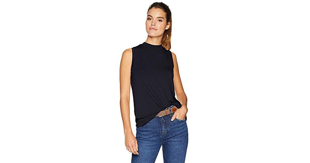 Download Daily Ritual Jersey Sleeveless Boxy Mock-neck Shirt in ...