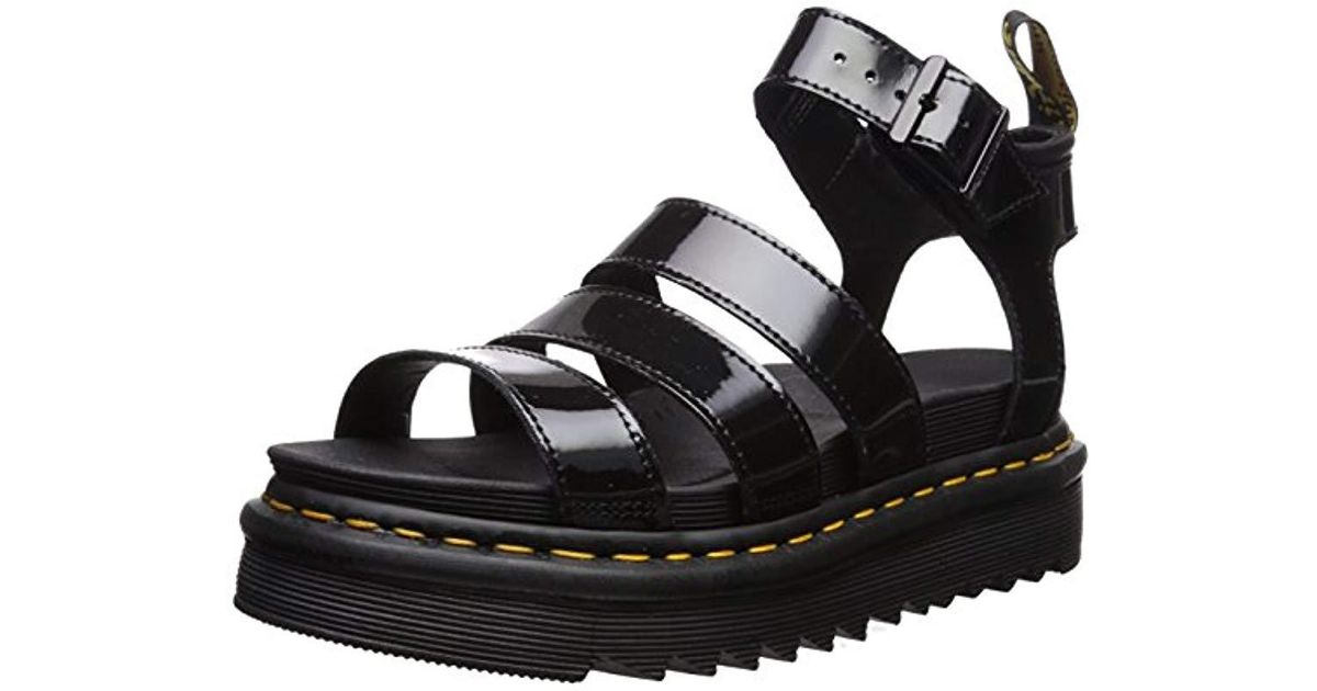 Dr. Martens Blaire Patent Leather Fisherman Sandal in Black - Lyst