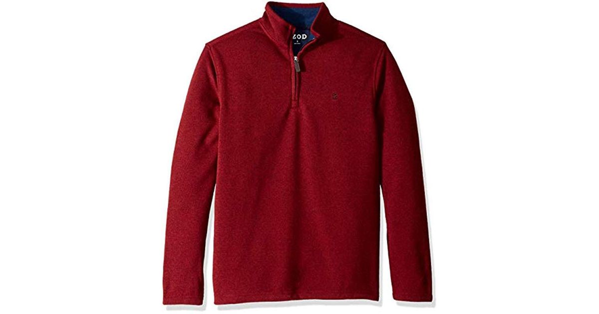 Lyst - Izod Long Sleeve 1/4 Zip Sweater Fleece Soft Pullover in Red for Men