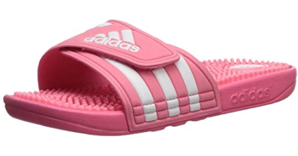 adidas Adissage W Slide Sandal, White/chalk Pink, 3 M Us in Pink - Lyst