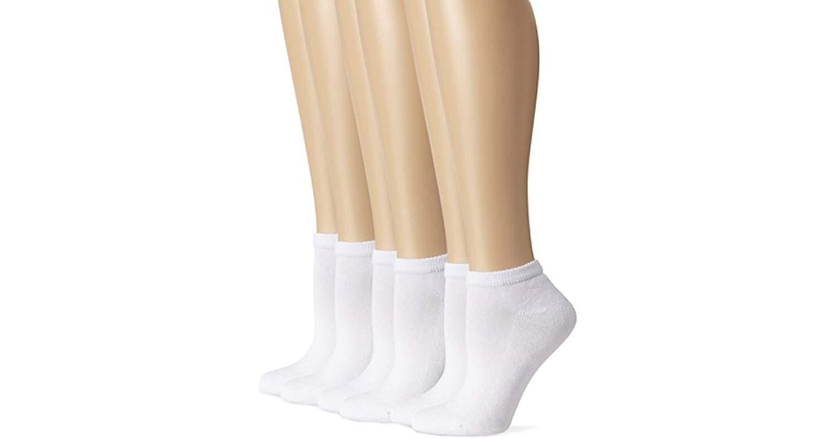Lyst Hanes Comfort Blend Low Cut Sock (pack Of 6) in White