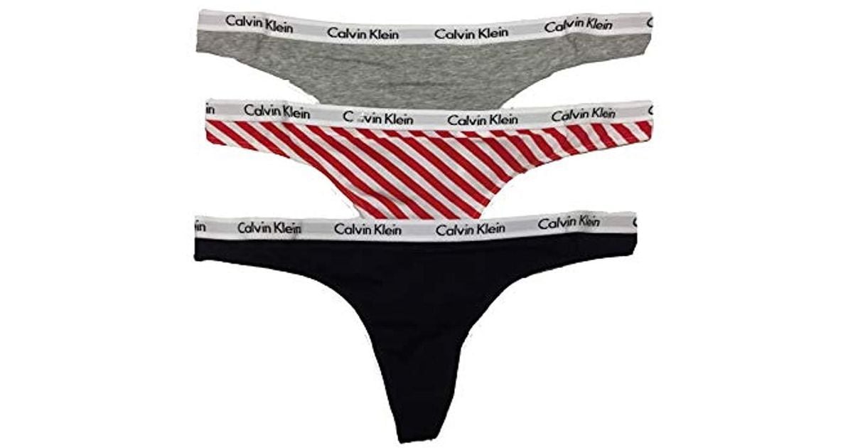 Calvin Klein Carousel Logo Cotton Thong Panty in Gray - Lyst