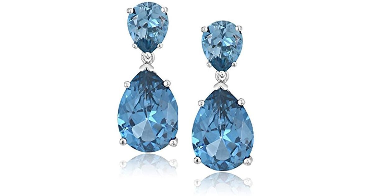 Lyst Cz By Kenneth Jay Lane Cubic Zirconia Double Pear Drop Lyst Cz By Kenneth Jay Lane Cubic Zirconia Double Pear Drop Earrings In Blue