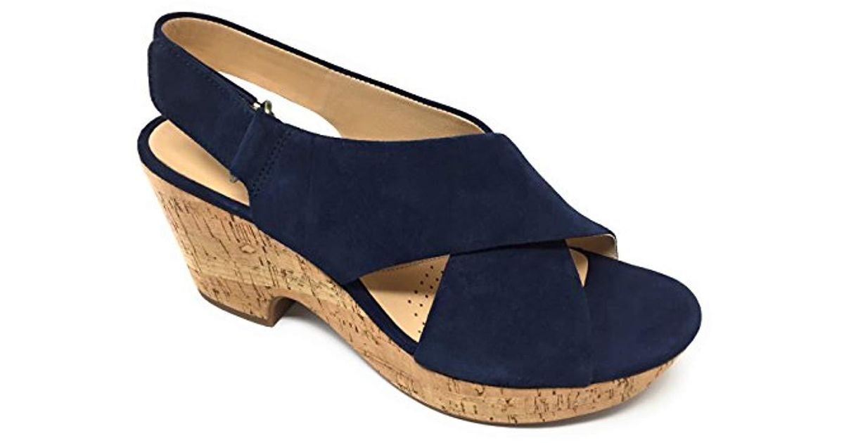 Clarks Leather Maritsa Lara Wedge Sandal in Blue - Lyst