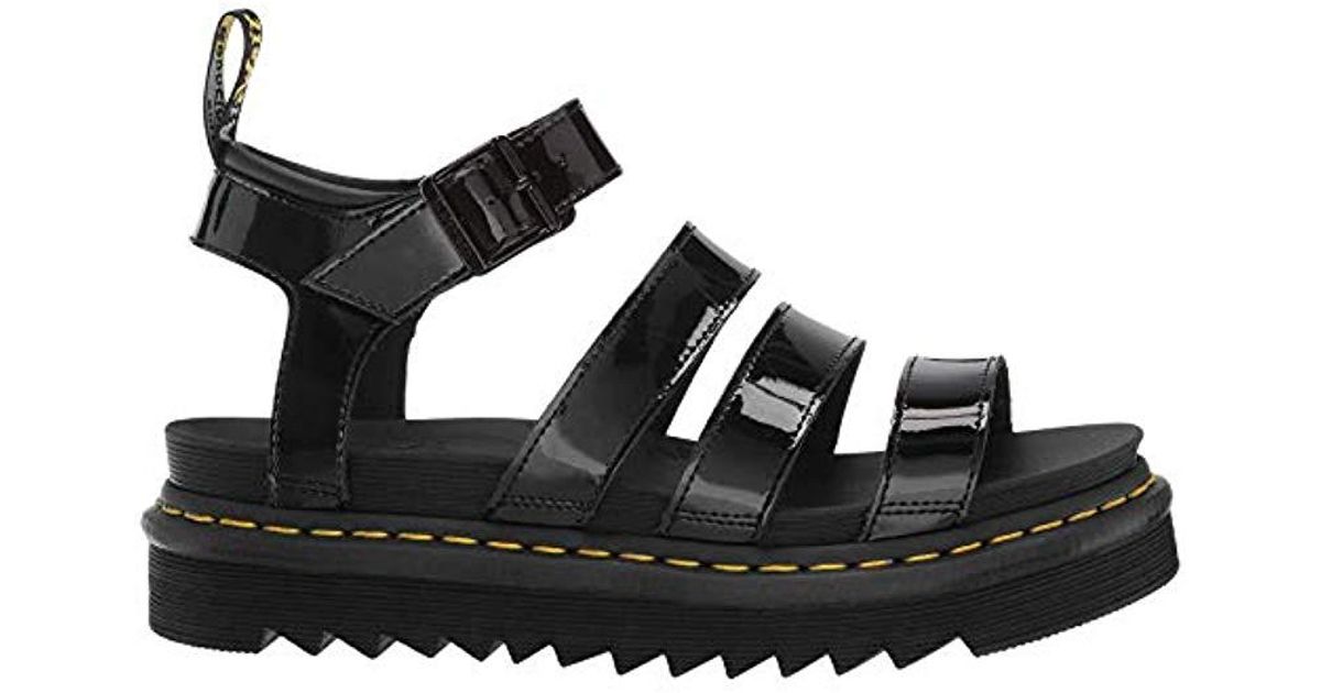 Dr. Martens Blaire Patent Leather Fisherman Sandal in Black - Lyst