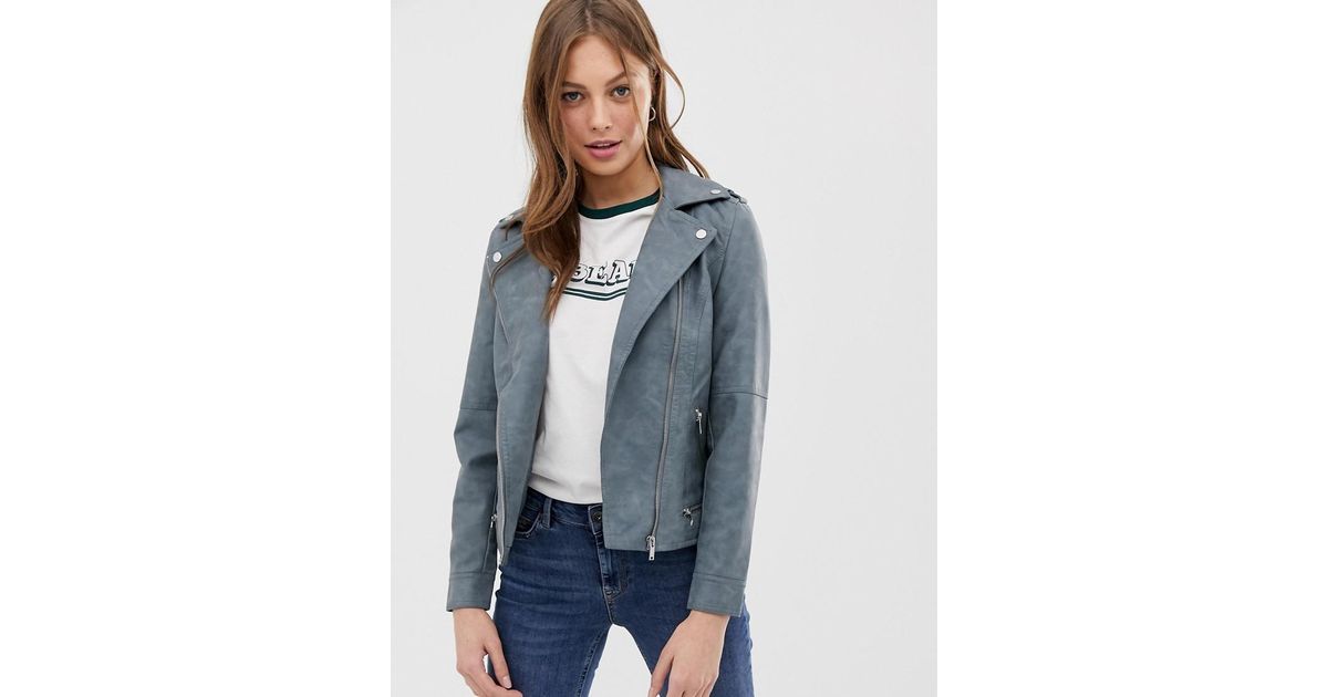 Vero Moda Gray Faux Leather Jacket Lyst