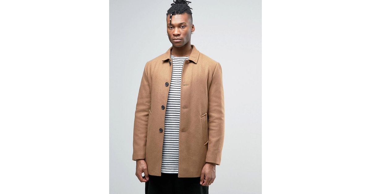 Selected Wool Trench Coat in Brown for Men | Lyst