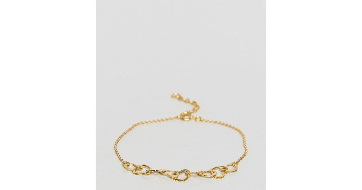 Lyst Asos Gold Plated Sterling Silver Mini Linked Hearts Bracelet Lyst Asos Gold Plated Sterling Silver Mini Linked Hearts Bracelet In Metallic