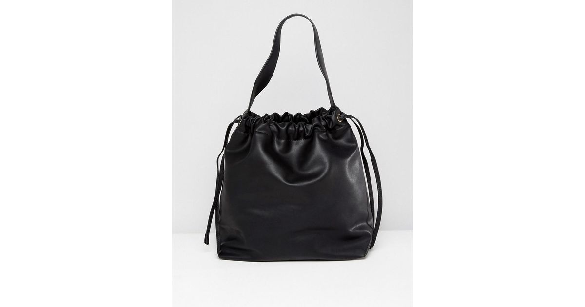 Lyst Mango Drawstring Bucket Bag In Black