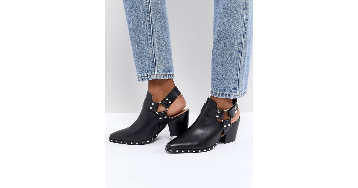 Lyst Office Aaron Black Leather Harness Detail Western Boots In