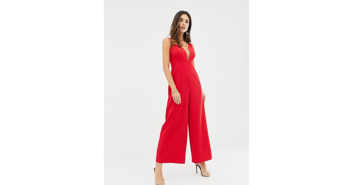 red strappy jumpsuit