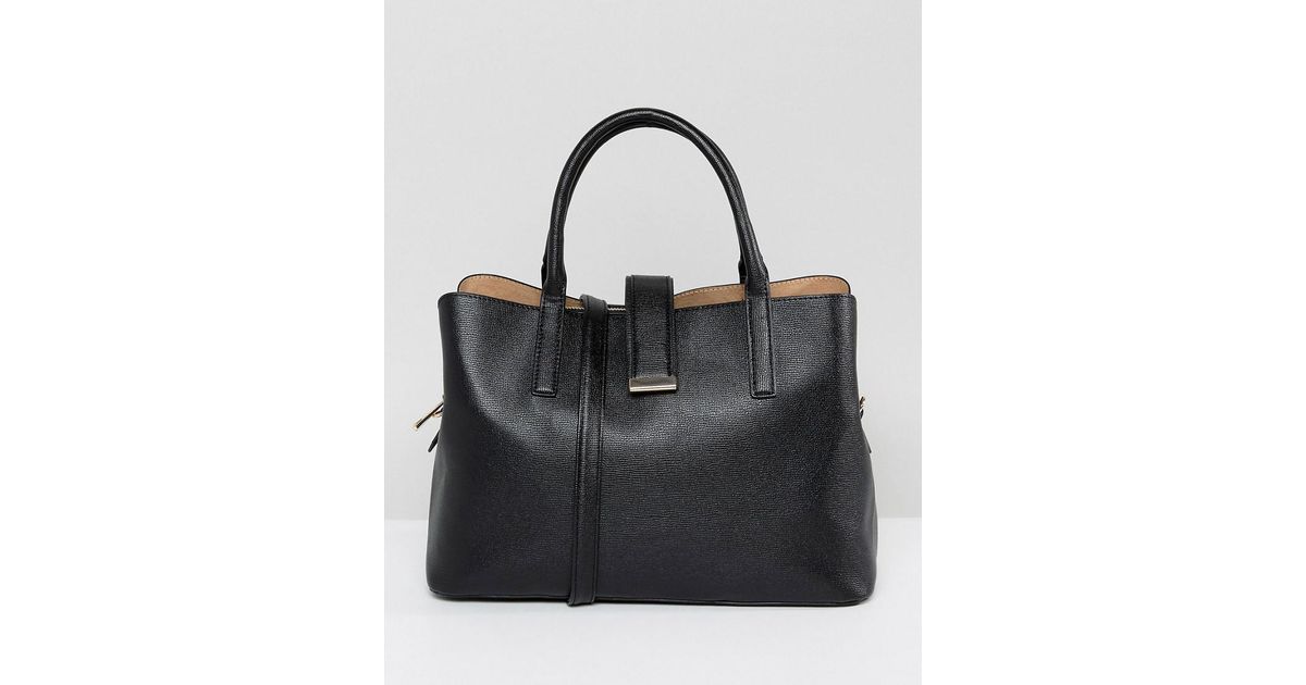 Lyst Asos Soft Pinch Lock Tote Bag In Black Save 31 111111111111114