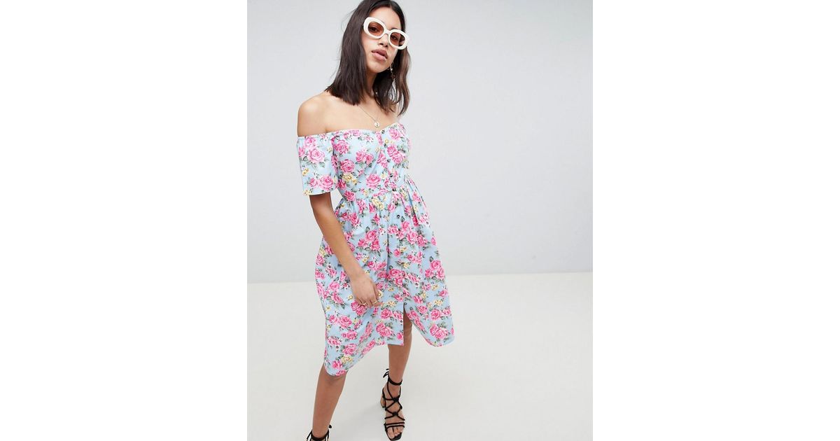 asos off the shoulder floral dress