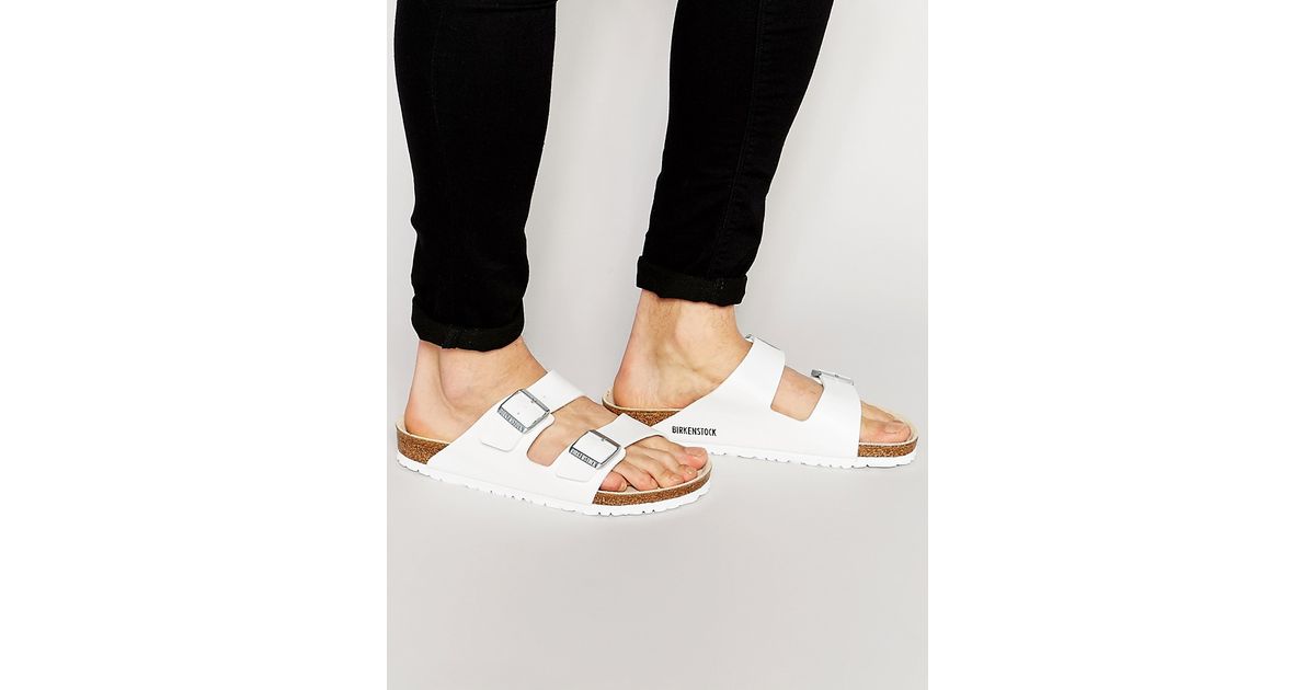 birkenstock arizona flat sandals in white