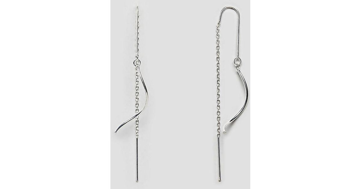 Lyst Asos Sterling Silver Swirl Pull Through Earrings In Metallic