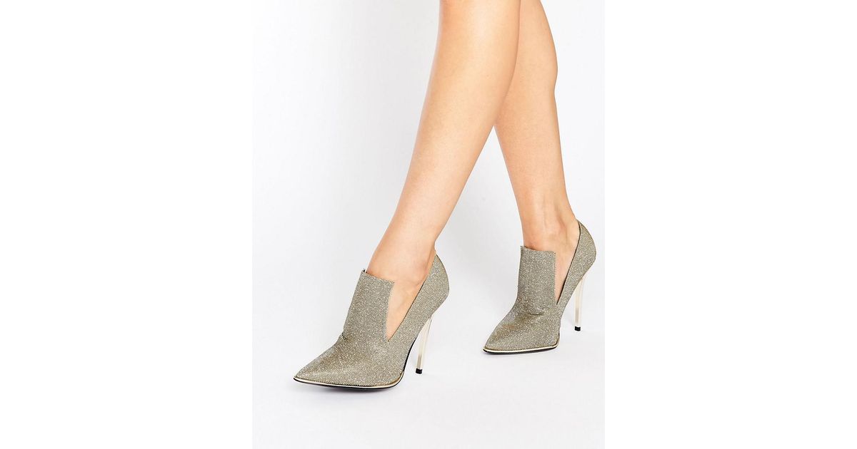 Lyst Office Splash High Vamp Glitter Heeled Shoes In Metallic