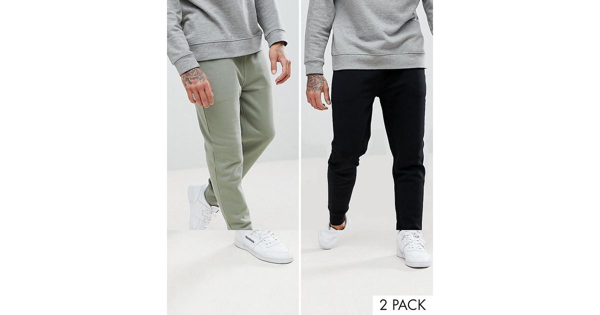 Lyst - Asos Skinny Joggers 2 Pack Green/black Save for Men