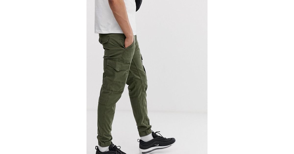 green cuffed cargo pants