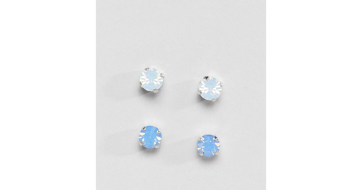 Lyst Krystal London Two Pack Swarovski Crystal Stud Earrings