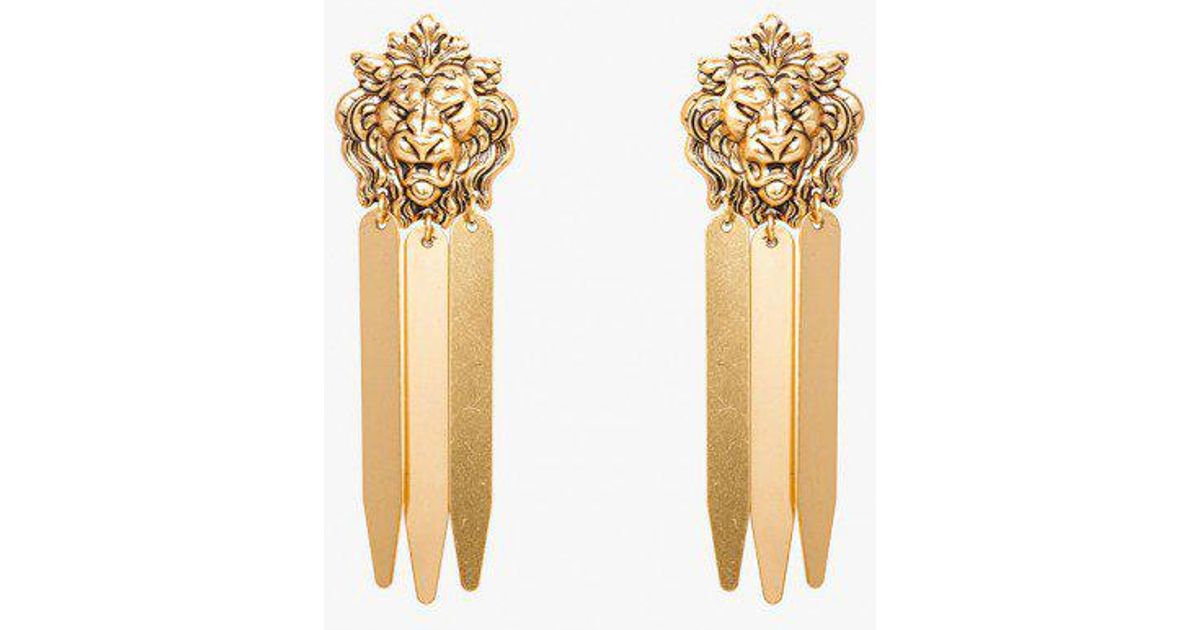Lyst Nicole Romano Lion Head Earrings In Metallic