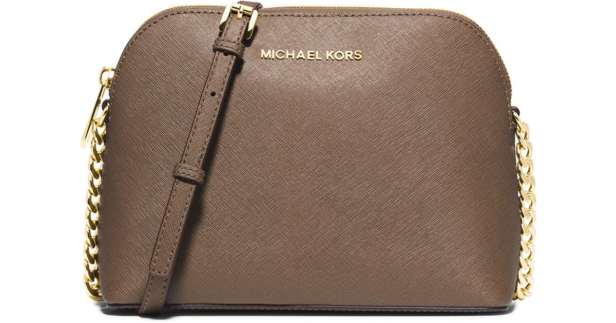 Lyst Michael Kors Cindy Large Dome Crossbody Bag In Natural