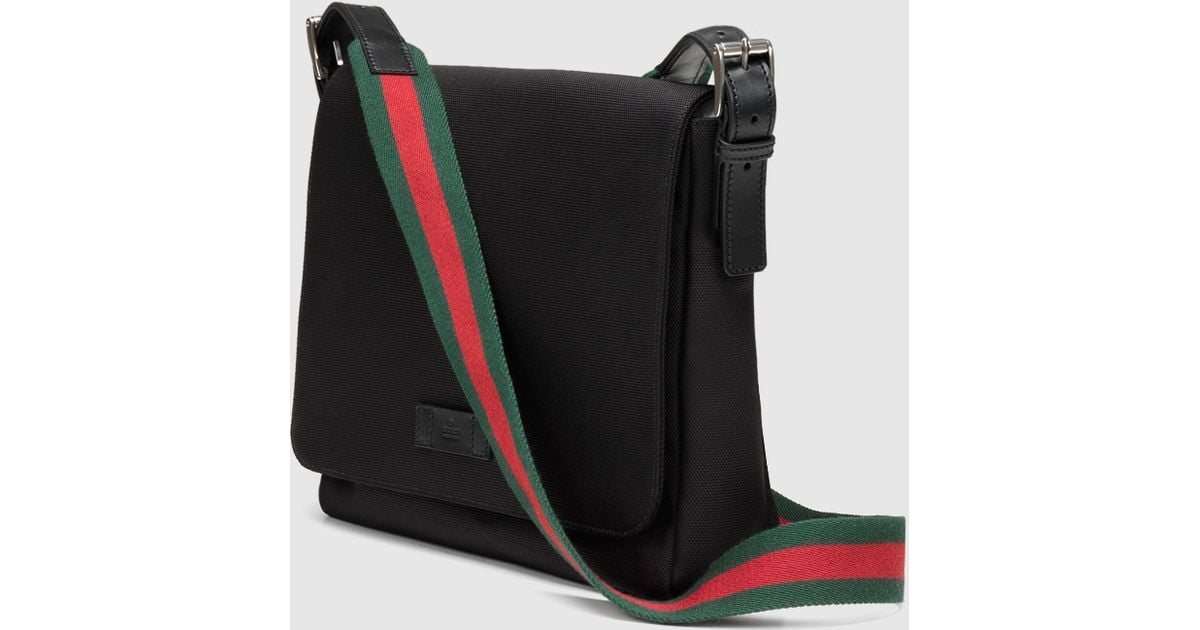 Lyst Gucci Black Techno Canvas Messenger Bag In For Men