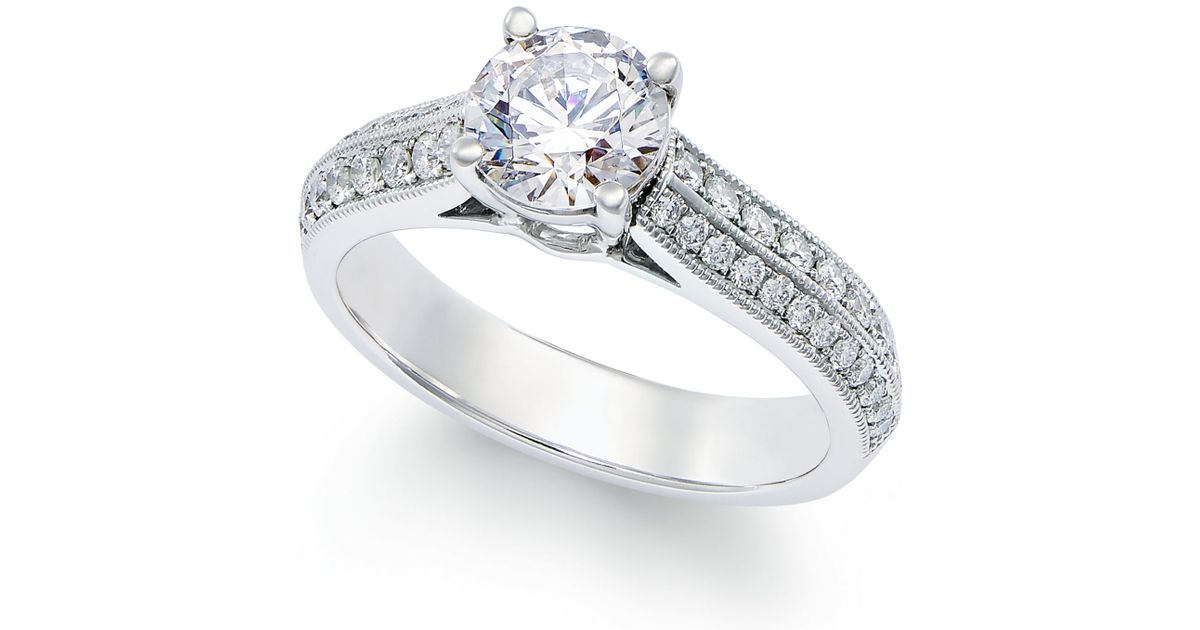 Macy&#39;s Diamond Certified Engagement Ring In Platinum (1-3/8 Ct. T.w.) in Silver - Save 35% | Lyst