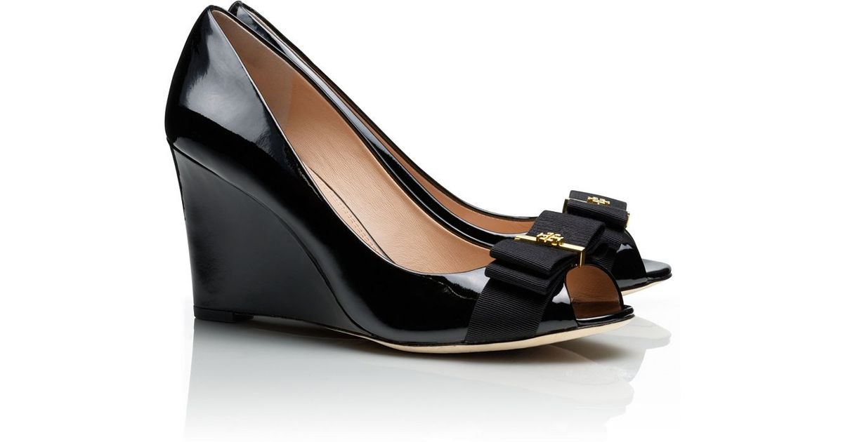tory burch open toe wedge heels