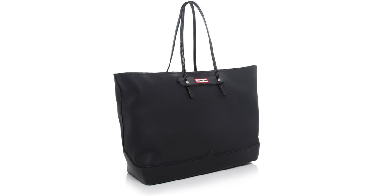 Hunter Black Original Rubber Tote Bag For Men