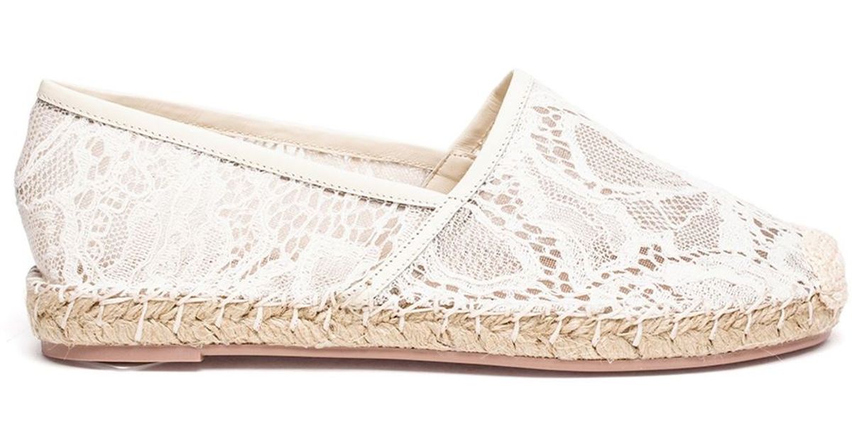Lyst - Valentino Lace Espadrilles in Natural