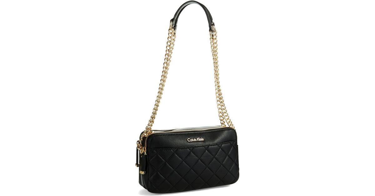Lyst Calvin Klein Quilted Crossbody Bag In Black
