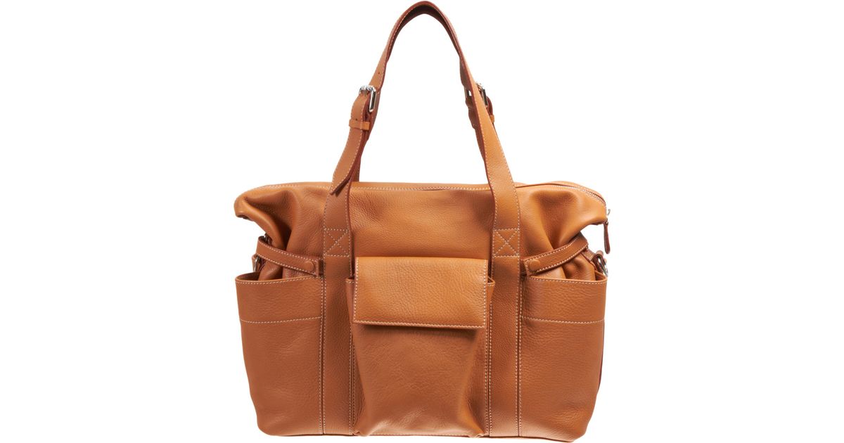 Lyst Barneys New York Leather Diaper Bag In Brown
