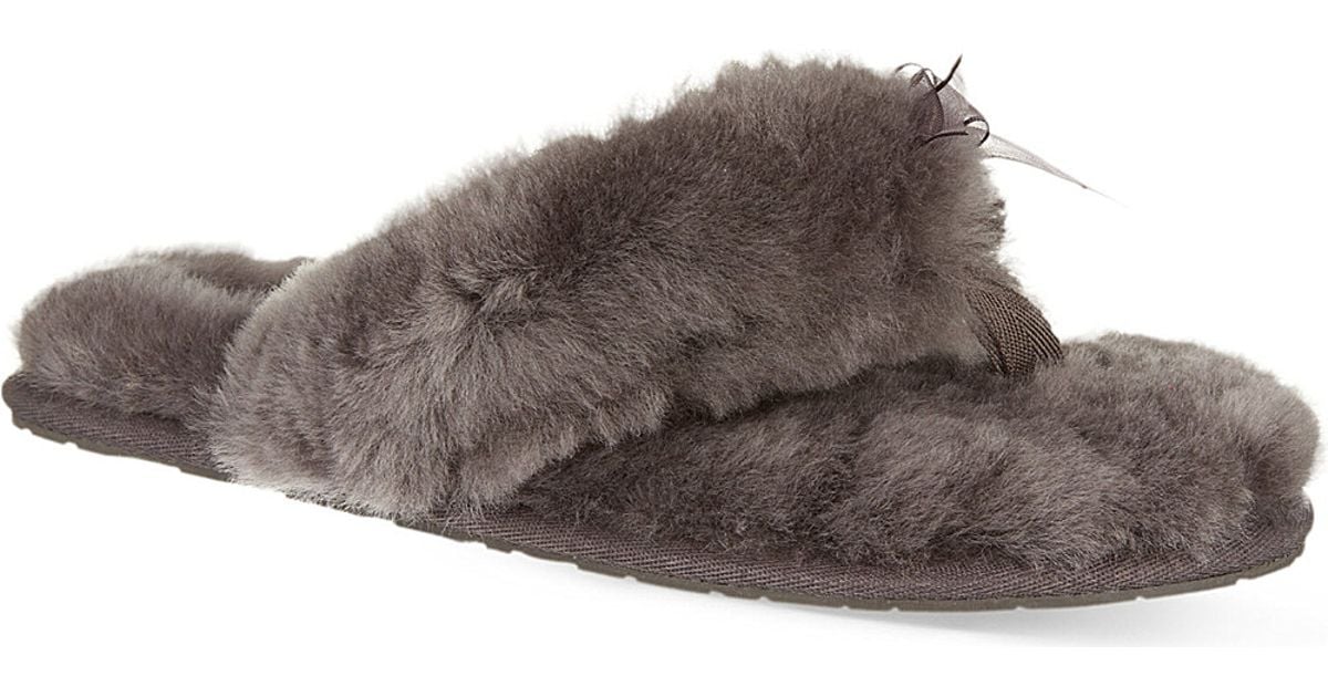 grey fluffy ugg slippers