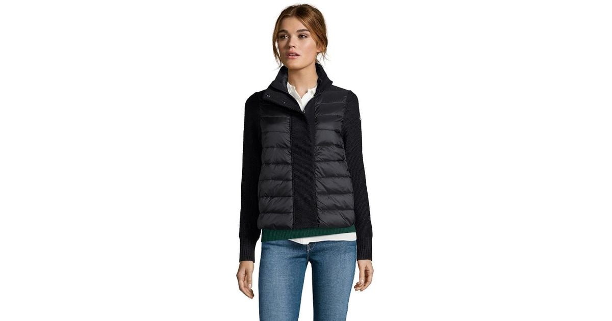moncler black down knit jacket moncler black down knit jacket