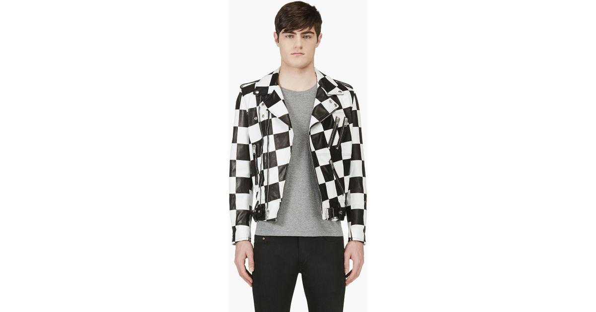 Saint Lau Black And White Check Walt Jabsco Biker Jacket In Saint Lau Black And White Check Walt Jabsco Biker Jacket In For Men Lyst