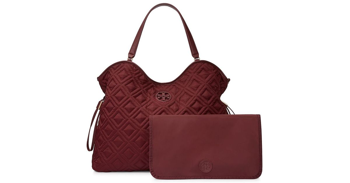 Lyst Tory Burch Marion Quilted Slouchy Baby Bag In Purple