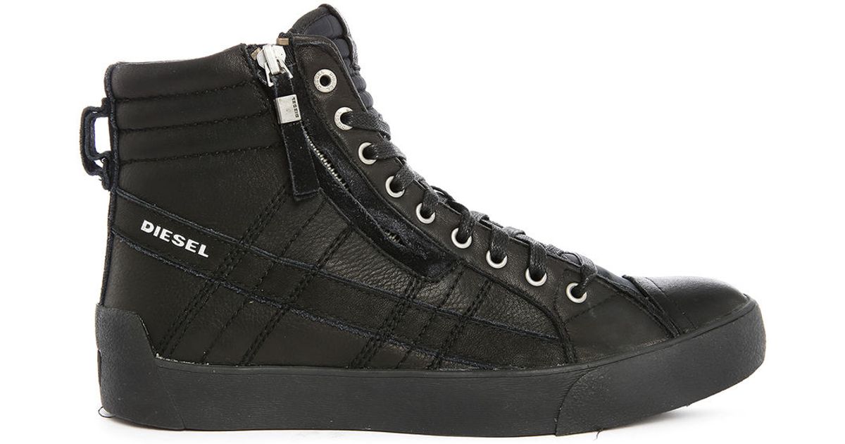 Diesel D-string Plus Black High-top Trainers in Black for Men | Lyst