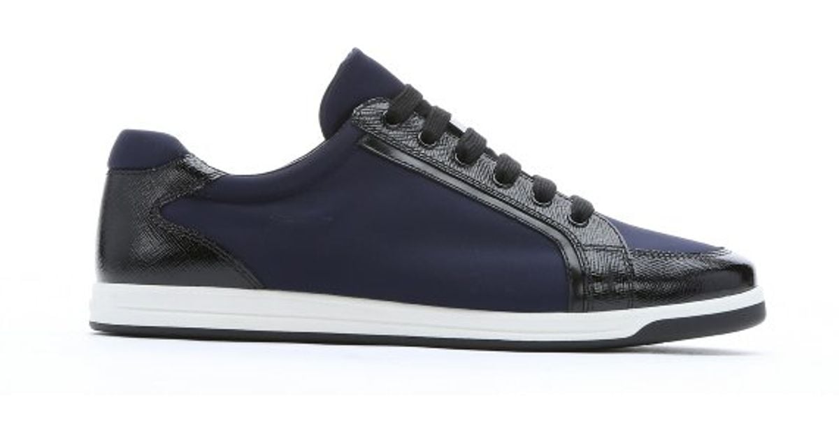 Prada Sport Baltic Patent Saffiano Leather Trimmed Satin Sneakers ...