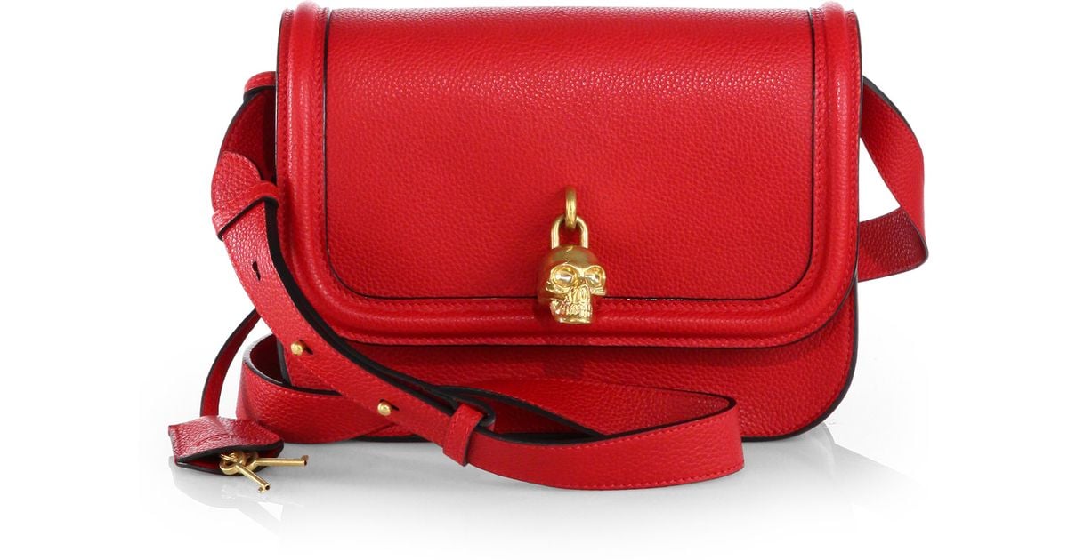 Lyst Alexander Mcqueen Skull Padlock Satchel In Red