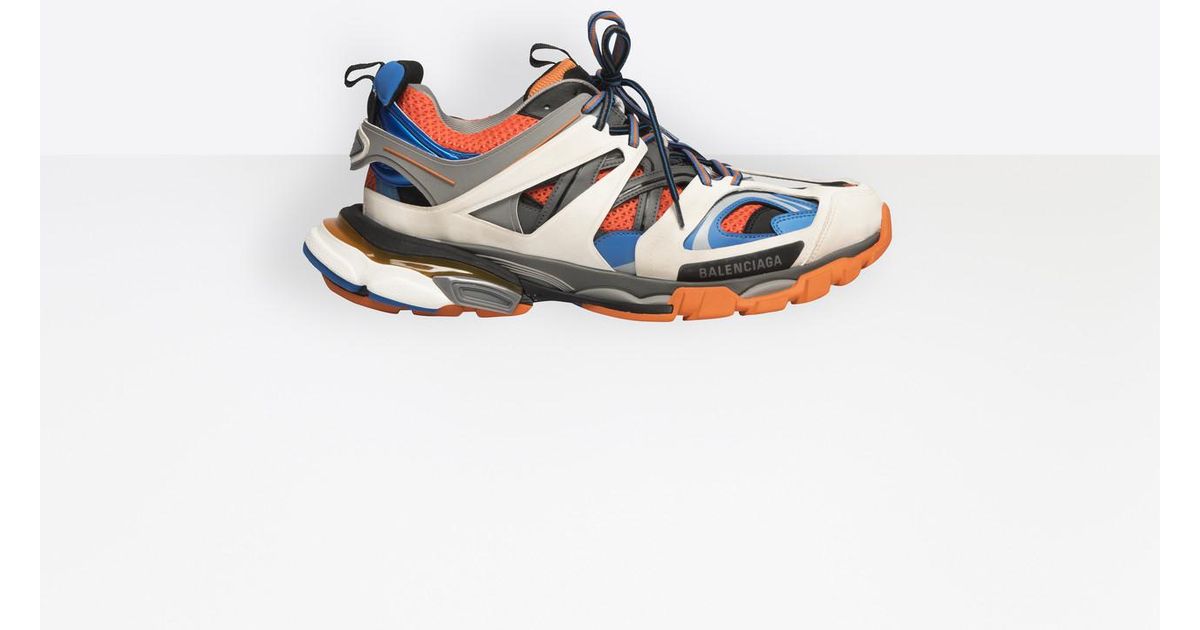 Balenciaga White & Orange Track Sneakers for Men Lyst