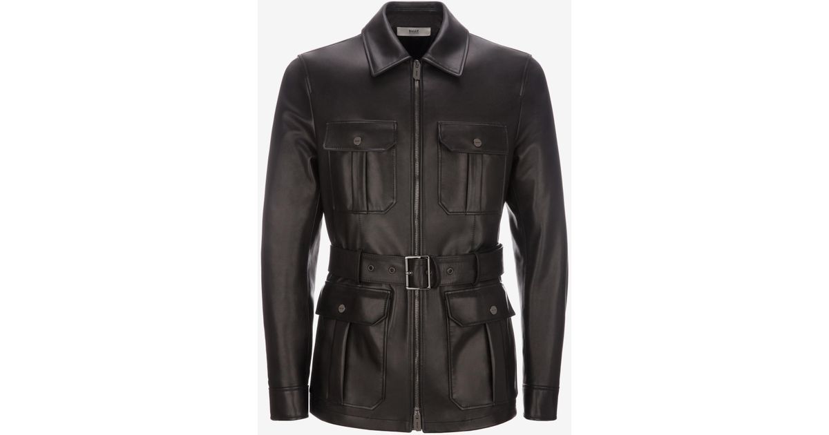 Bally Leather Belted Field Jacket In Black For Men Lyst