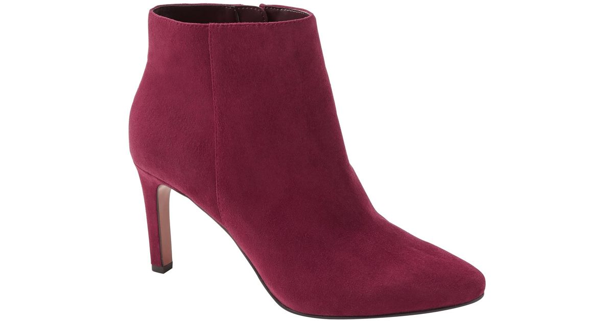 Banana Republic Leather Skinny-heel Ankle Boot in Burgundy Red Suede ...