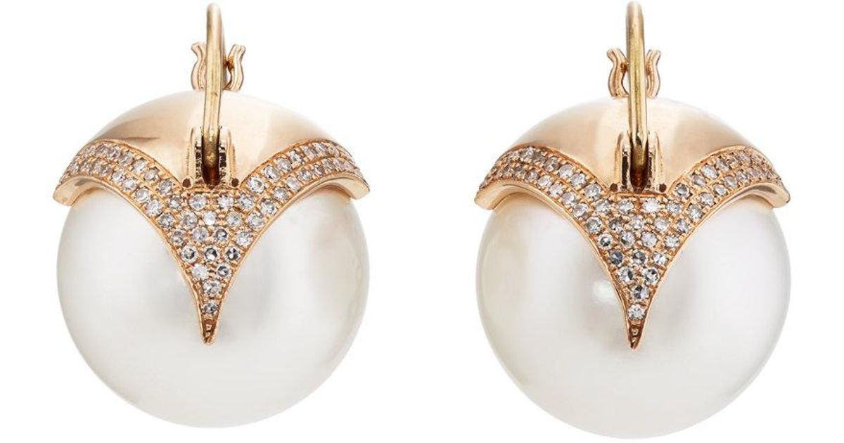Lyst Samira 13 Flying Australian Pearl Earrings In Pink