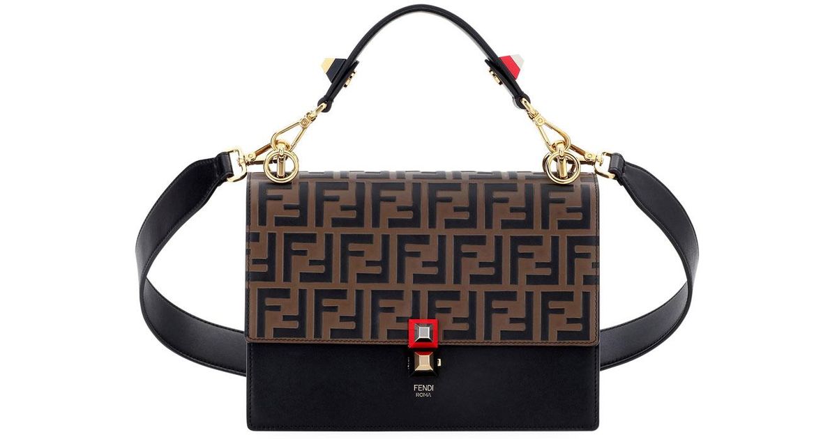 Fendi Black Kan I Ff Embossed Shoulder Bag