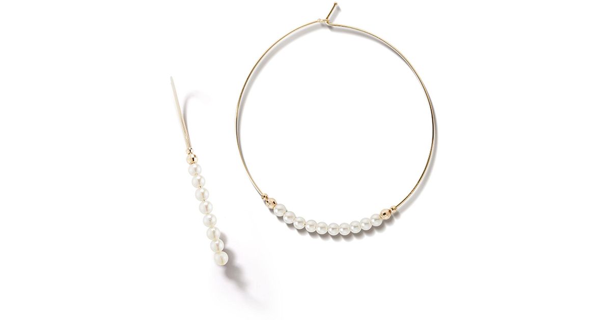 Lyst Mizuki 14k Gold Large Pearl Hoop Earrings In Metallic