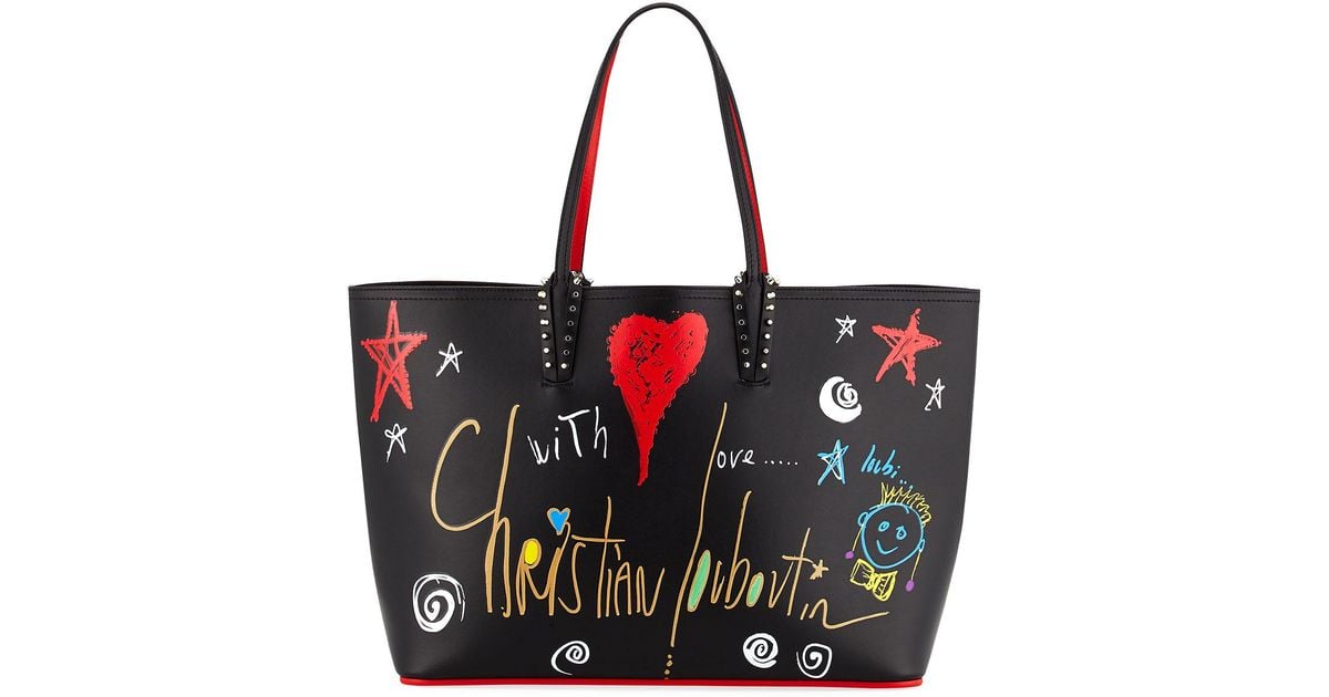 Lyst Louboutin Cabata Calf Loubitag Paris Tote Bag In Black