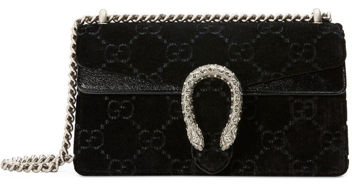 Gucci Dionysus Small Velvet GG Supreme Shoulder Bag in Black - Lyst